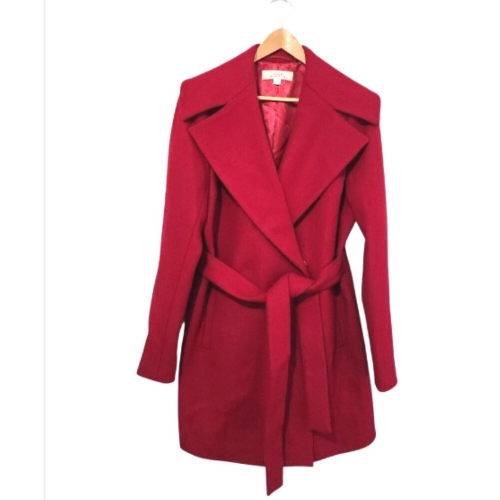 Trina Turk Wide Notched Collar Belted Wool Coat Lined Jacket - Picture 5 of 12